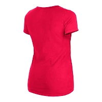 T-shirt à col en V bas New Era Scarlet San Francisco 49ers pour femmes