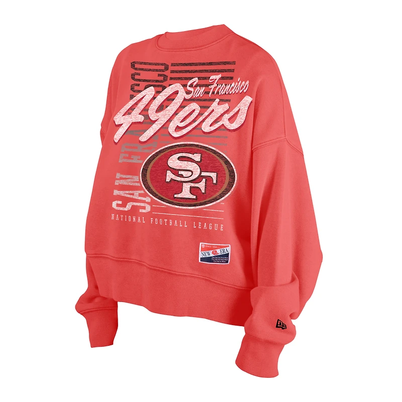 Sweat-shirt ras du cou surdimensionné à imprimé minéral New Era Scarlet San Francisco 49ers pour femme