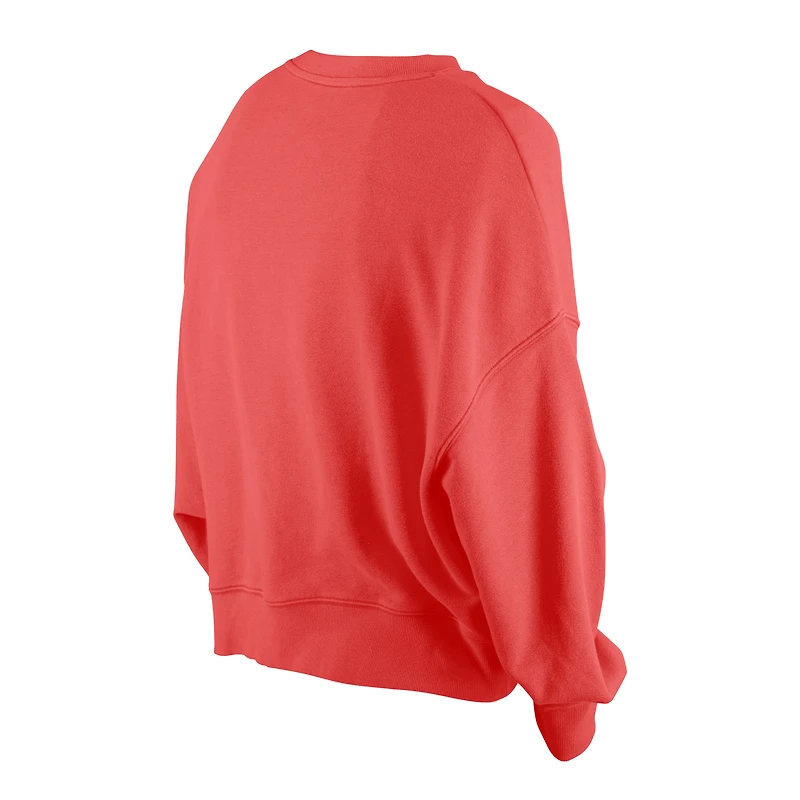 Women's New Era Scarlet San Francisco 49ers Oversized Throwback Mineral Wash Crew Neck Sweatshirt