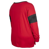 Women's New Era Scarlet San Francisco 49ers Plus Lace-Up Notch Neck Long Sleeve T-Shirt