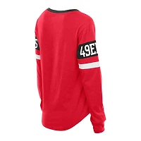 T-shirt à manches longues lacets rétro New Era Scarlet San Francisco 49ers grande taille pour femme
