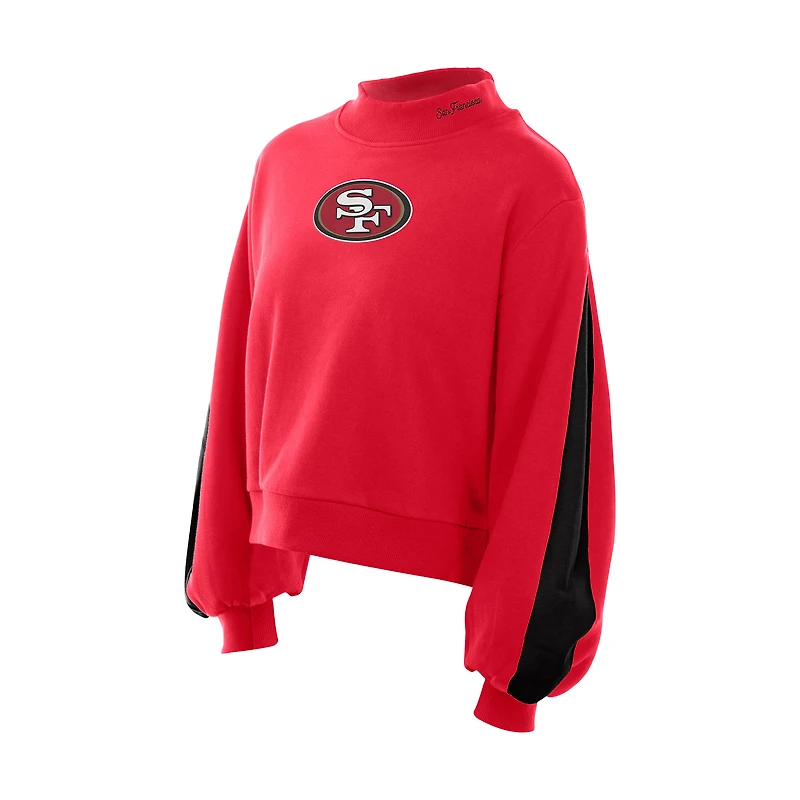 Sweat-shirt à manches ballon et col montant New Era Scarlet San Francisco 49ers Sport Night pour femme