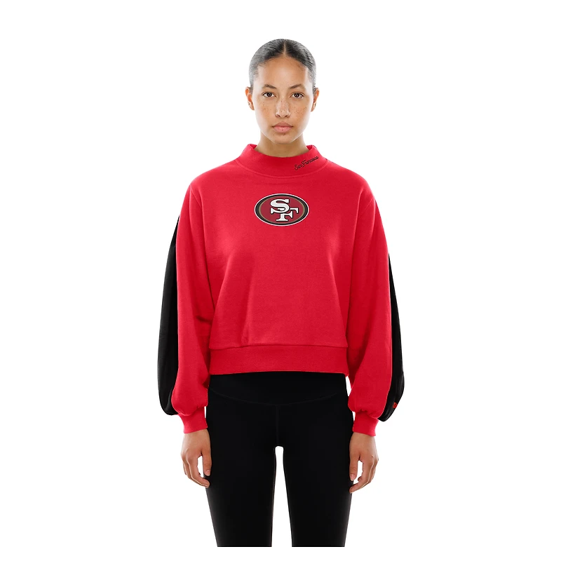 Sweat-shirt à manches ballon et col montant New Era Scarlet San Francisco 49ers Sport Night pour femme