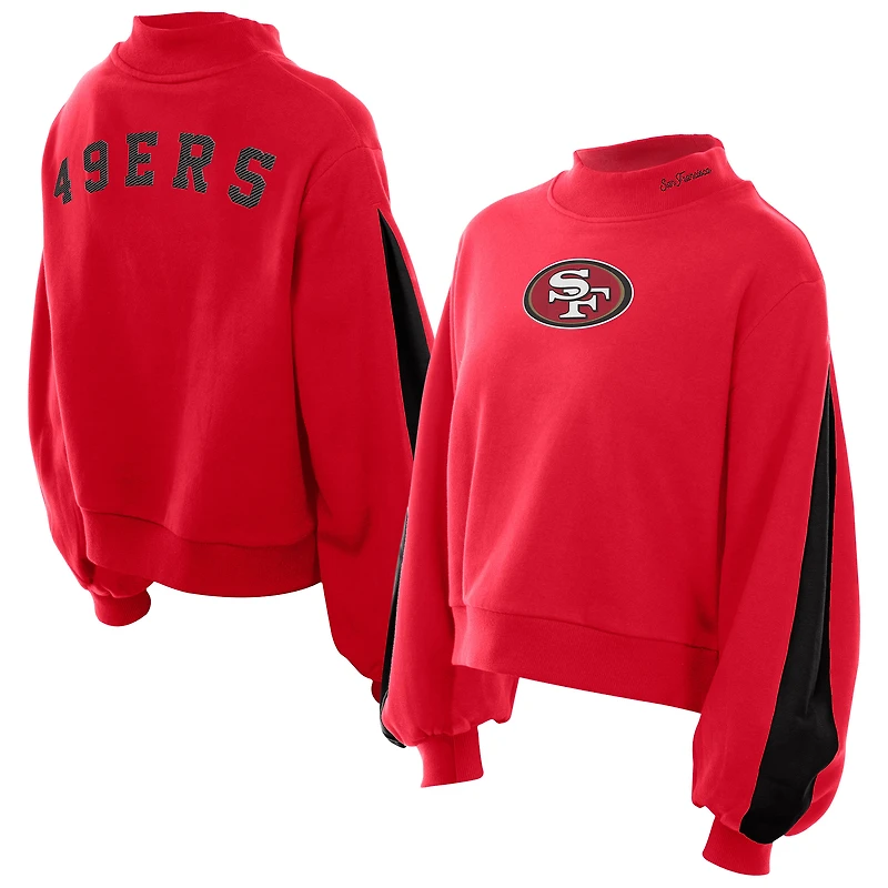 Sweat-shirt à manches ballon et col montant New Era Scarlet San Francisco 49ers Sport Night pour femme