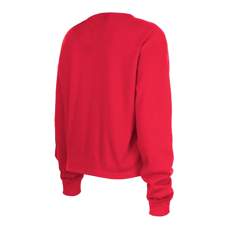 Women's New Era Scarlet San Francisco 49ers Sport Night Thermal Long Sleeve Cropped T-Shirt