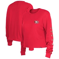 Women's New Era  Scarlet San Francisco 49ers Sport Night Thermal Long Sleeve Cropped T-Shirt
