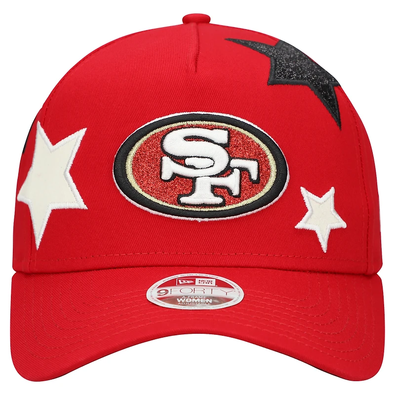 Casquette ajustable New Era Scarlet San Francisco 49ers Stardom A-Frame 9FORTY pour femme