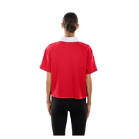 Women's New Era Scarlet San Francisco 49ers Throwback Boxy Cropped Polo
