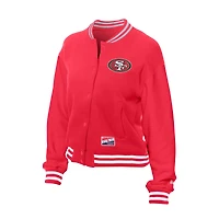 Veste polaire New Era Scarlet pour femme, motif rétro des San Francisco 49ers, avec boutons-pression