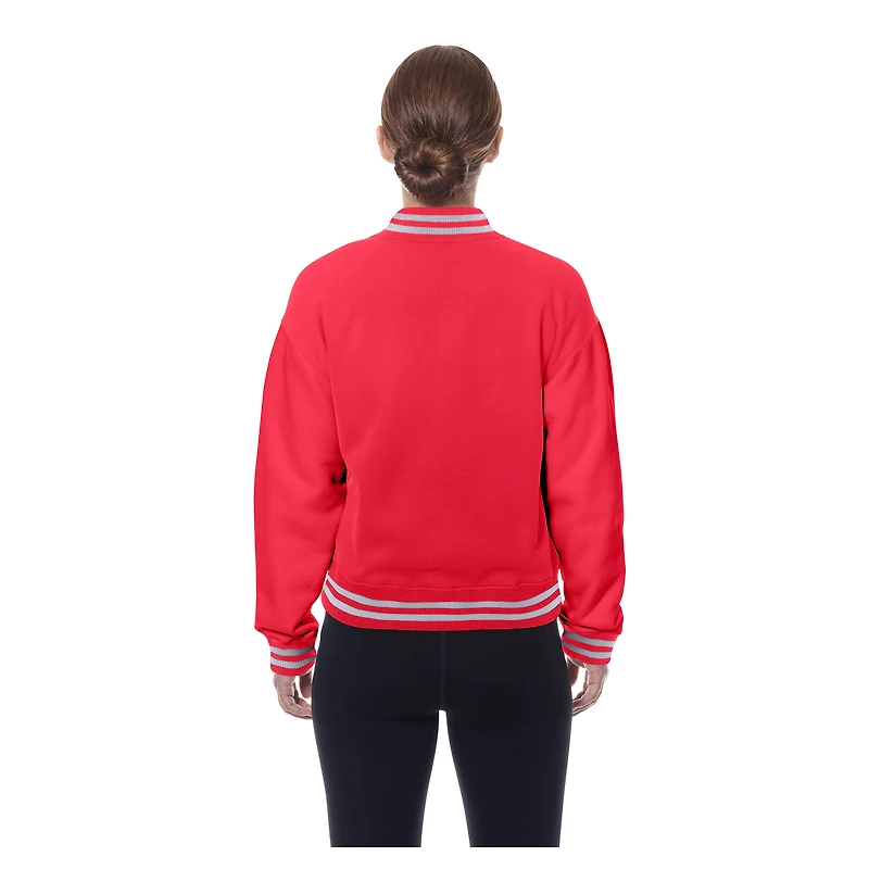 Veste polaire New Era Scarlet pour femme, motif rétro des San Francisco 49ers, avec boutons-pression