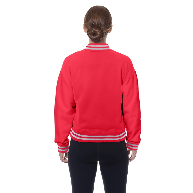 Veste polaire New Era Scarlet pour femme, motif rétro des San Francisco 49ers, avec boutons-pression