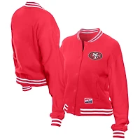 Women's New Era  Scarlet San Francisco 49ers Throwback Fleece Full-Snap Jacket
