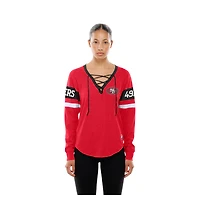 T-shirt à manches longues lacets New Era Scarlet San Francisco 49ers pour femme