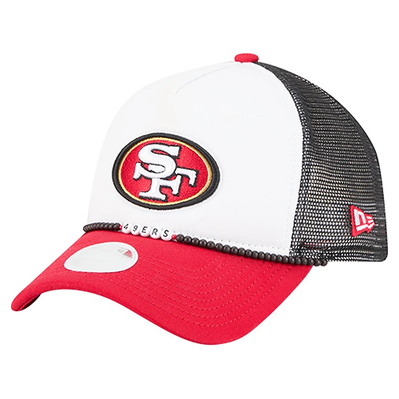 Women's New Era White/Scarlet San Francisco 49ers Friendship Bracelet 9FORTY Adjustable Hat