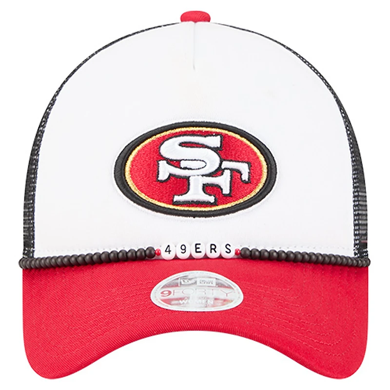 Women's New Era White/Scarlet San Francisco 49ers Friendship Bracelet 9FORTY Adjustable Hat