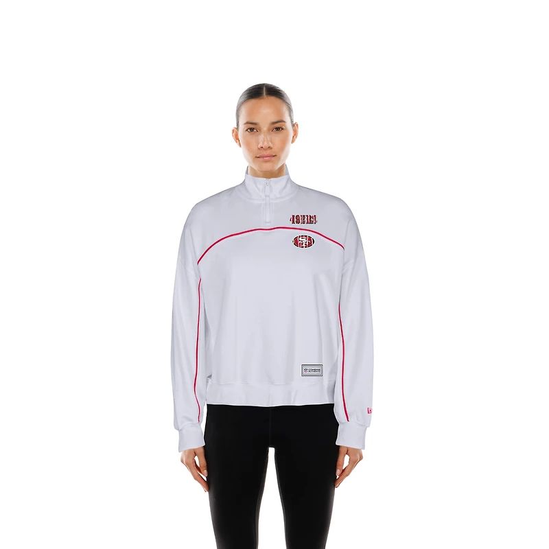 Women's New Era White San Francisco 49ers Functional Fandom Quarter-Zip Sweatshirt