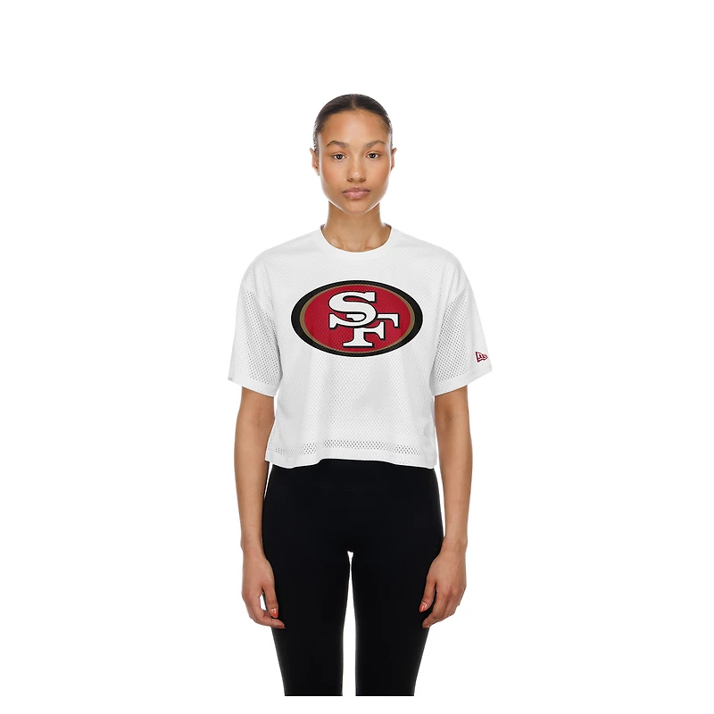 T-shirt court en maille blanche New Era pour femme, San Francisco 49ers