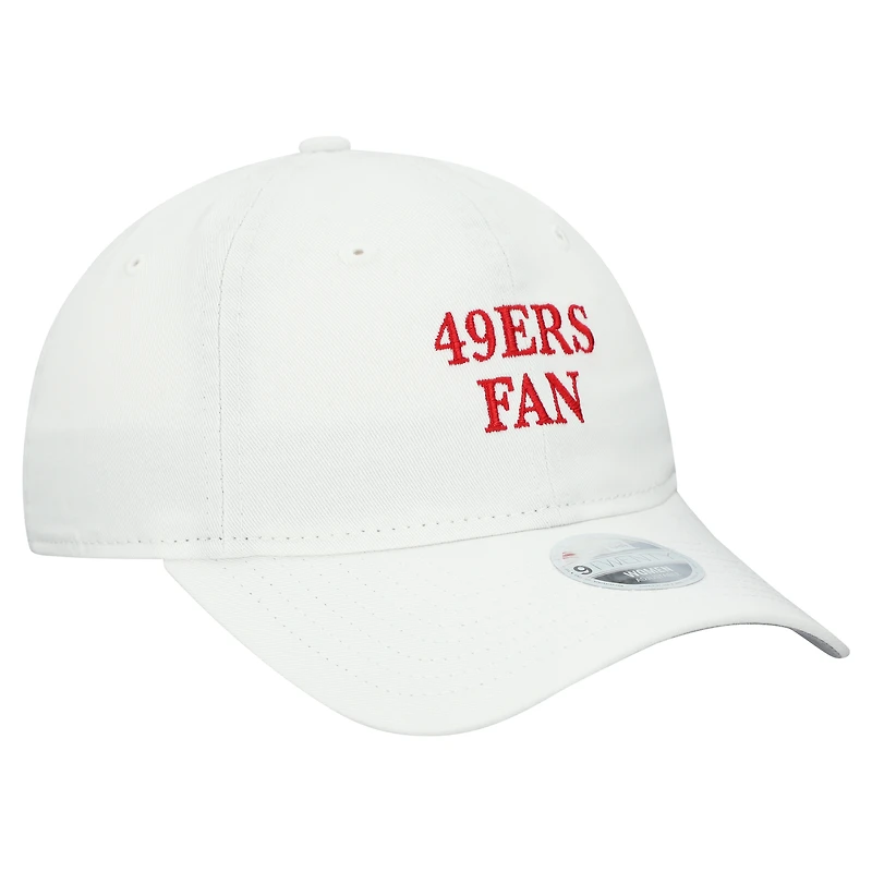 Casquette ajustable New Era blanche pour femme, fan de l'équipe des 49ers de San Francisco, modèle 9TWENTY