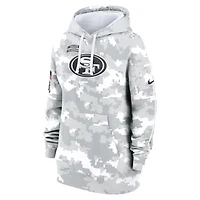 Women's Nike Arctic Camo San Francisco 49ers 2024 Salute To Service Club Fleece Oversized Pullover Hoodie