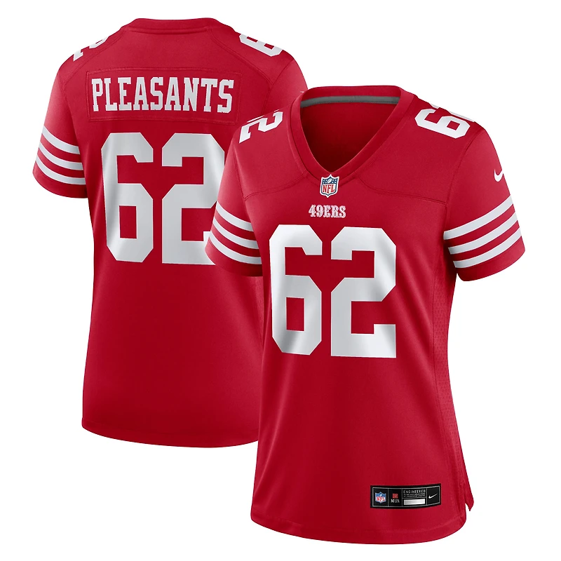 Maillot de match Nike Austen Pleasants Scarlet des San Francisco 49ers pour femme