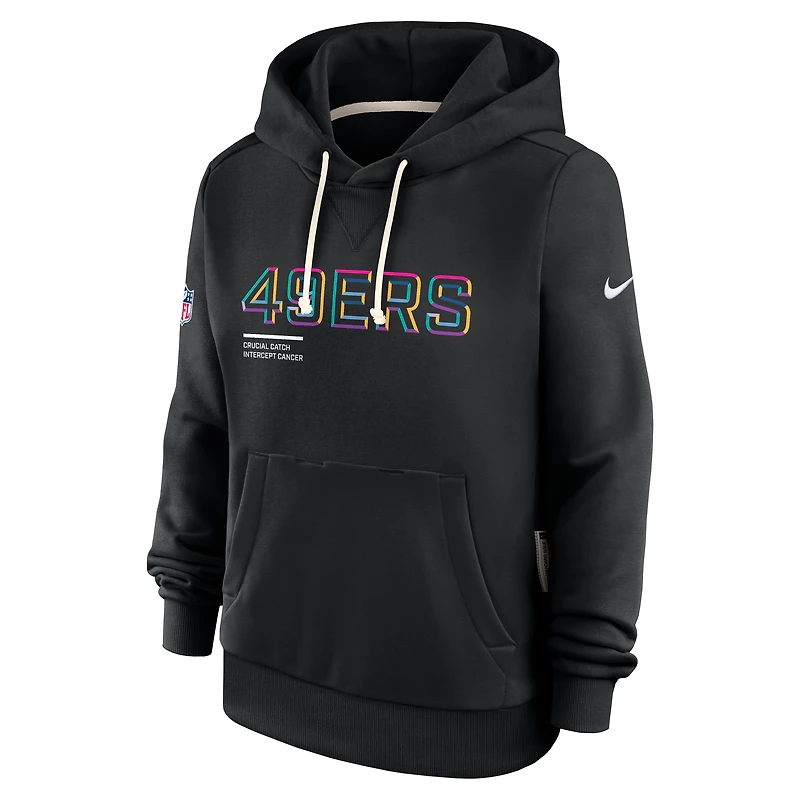 Sweat à capuche Nike noir pour femme San Francisco 49ers NFL Crucial Catch 2025 Sideline Dri-FIT