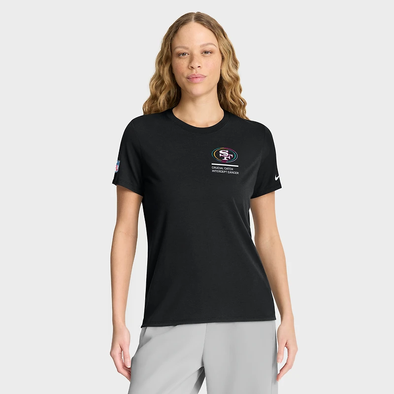 T-shirt Nike noir pour femme San Francisco 49ers NFL Crucial Catch Tri-Blend Dri-FIT 2025