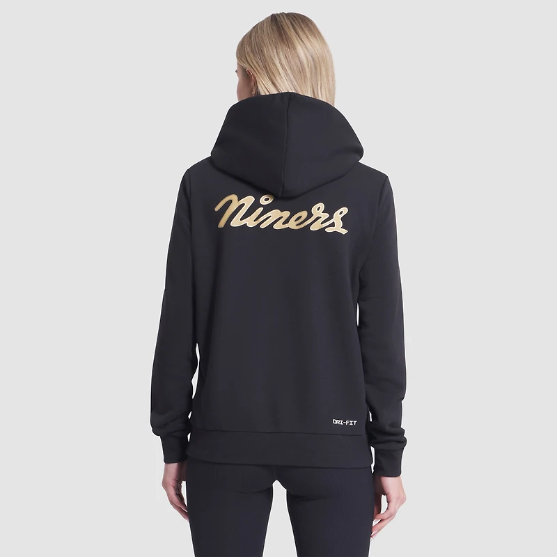 Sweat à capuche Nike noir Dri-FIT pour femme des San Francisco 49ers