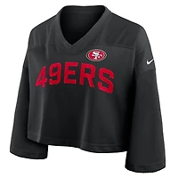 Women's Nike Black San Francisco 49ers Primetime Cropped Mesh Dri-FIT Fashion Jersey