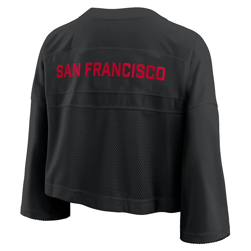 Women's Nike Black San Francisco 49ers Primetime Cropped Mesh Dri-FIT Fashion Jersey