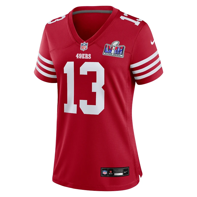 Maillot de match Nike Brock Purdy Scarlet San Francisco 49ers Super Bowl LVIII pour femme