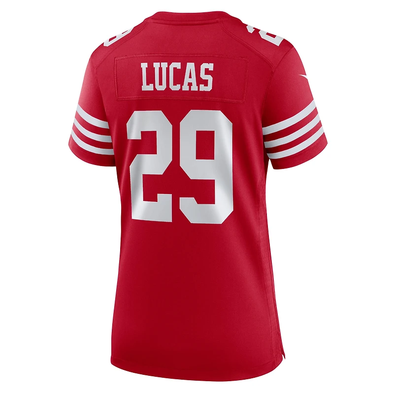 Maillot Nike Chase Lucas Scarlet pour femme des San Francisco 49ers