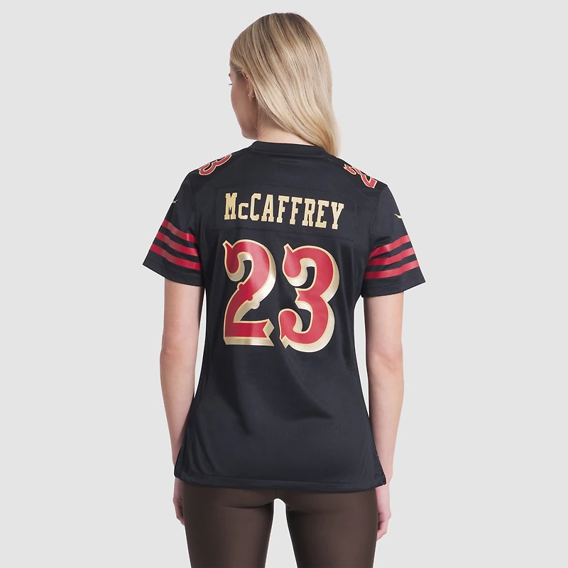 Maillot Nike Christian McCaffrey noir pour femme, collection Rivalries 2025 des San Francisco 49ers