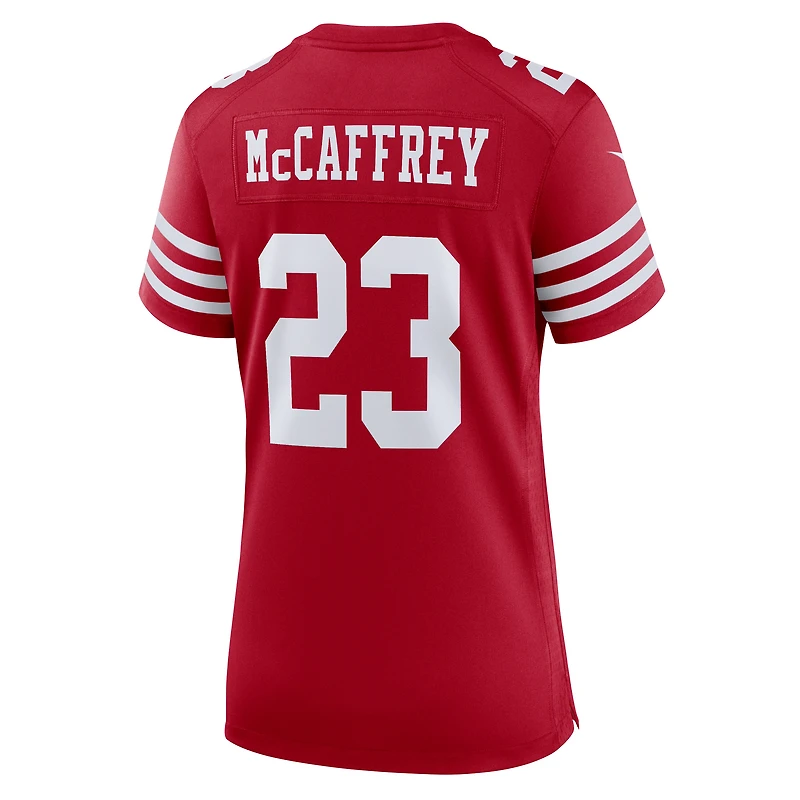 Maillot de joueur Nike Christian McCaffrey Scarlet San Francisco 49ers pour femme