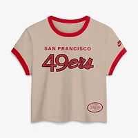 Women's Nike Cream San Francisco 49ers Rewind Ringer Mod Cropped T-Shirt