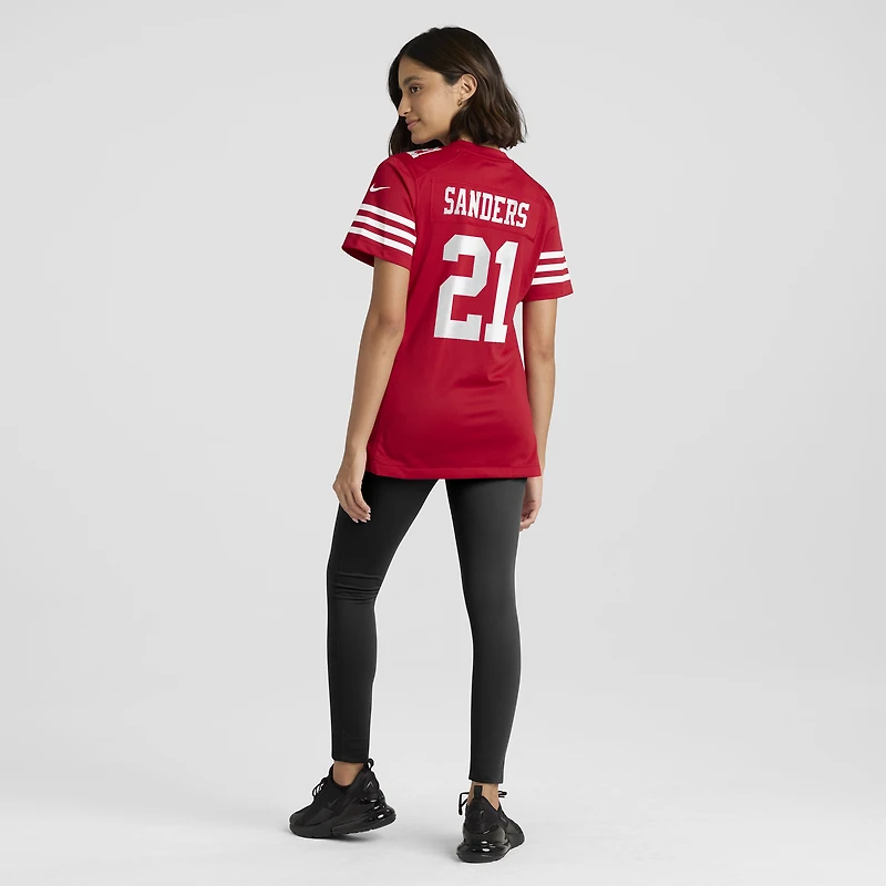 Maillot de match Nike Scarlet Deion Sanders pour femme, joueur retraité des 49ers San Francisco