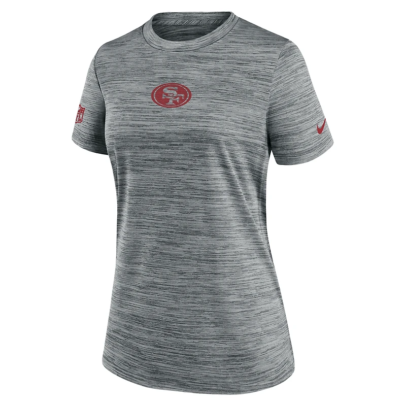 T-shirt Nike gris Sideline Velocity Dri-FIT pour femme des San Francisco 49ers