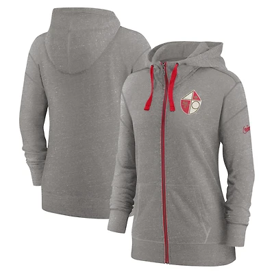 Sweat à capuche zippé Nike Heather Charcoal San Francisco 49ers Gym Vintage pour femme