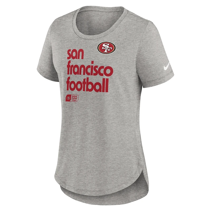 T-shirt Nike gris chiné pour femme, motif Team Shout-Out des San Francisco 49ers, tri-blend