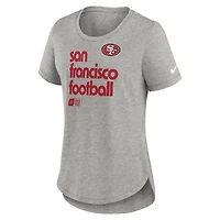 T-shirt Nike gris chiné pour femme, motif Team Shout-Out des San Francisco 49ers, tri-blend