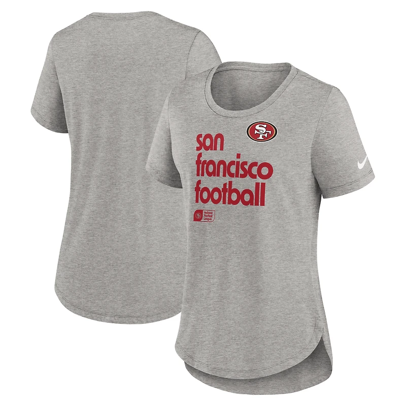 T-shirt Nike gris chiné pour femme, motif Team Shout-Out des San Francisco 49ers, tri-blend