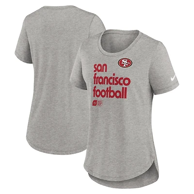 Women's Nike Heather Gray San Francisco 49ers Team Shout-Out Tri-Blend T-Shirt