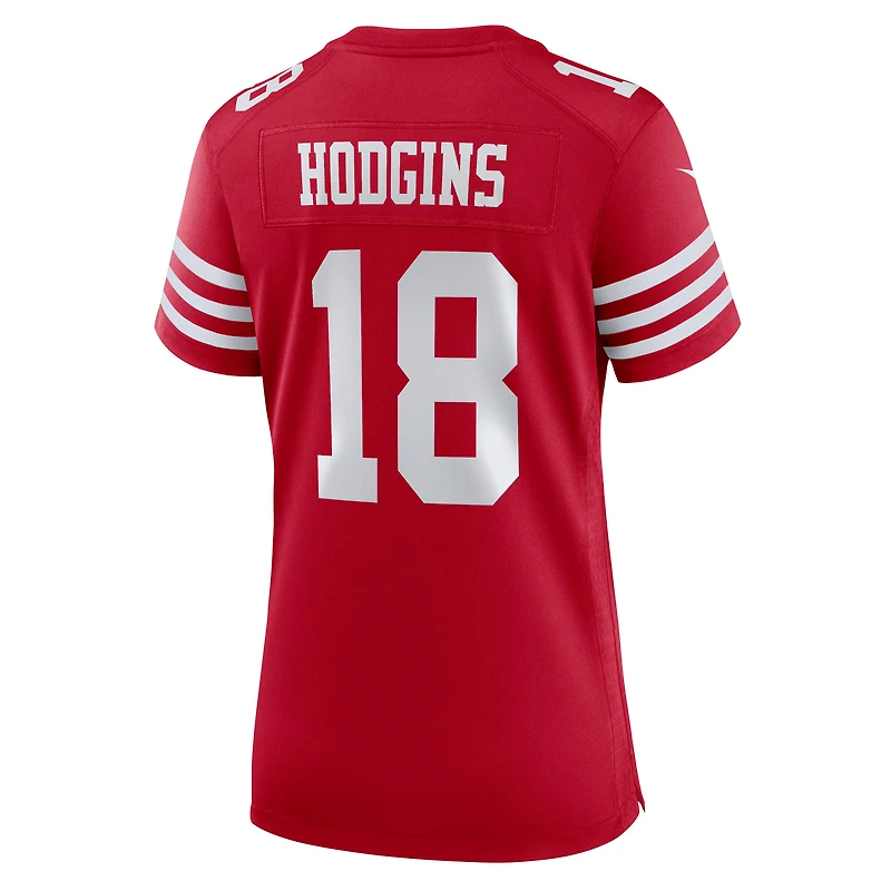 Maillot de match Nike Isaiah Hodgins Scarlet des San Francisco 49ers pour femme