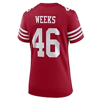 Maillot de match Nike Jon Weeks Scarlet des San Francisco 49ers pour femme