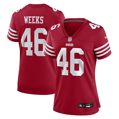Maillot de match Nike Jon Weeks Scarlet des San Francisco 49ers pour femme