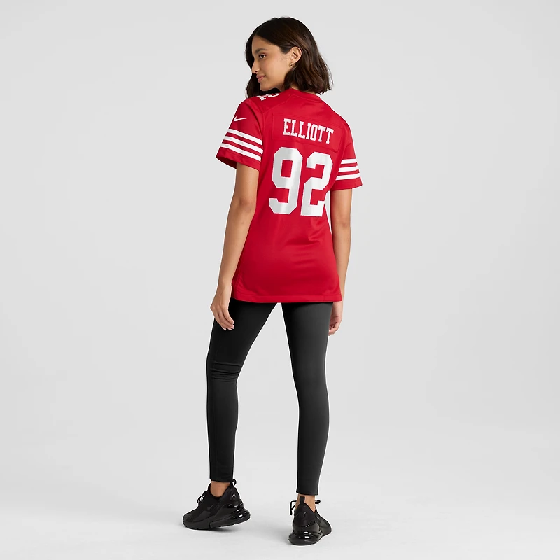 Maillot de match l'équipe Nike Jordan Elliott Scarlet des San Francisco 49ers pour femme