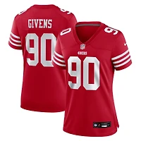 Maillot de match Nike Kevin Givens Scarlet San Francisco 49ers pour femme
