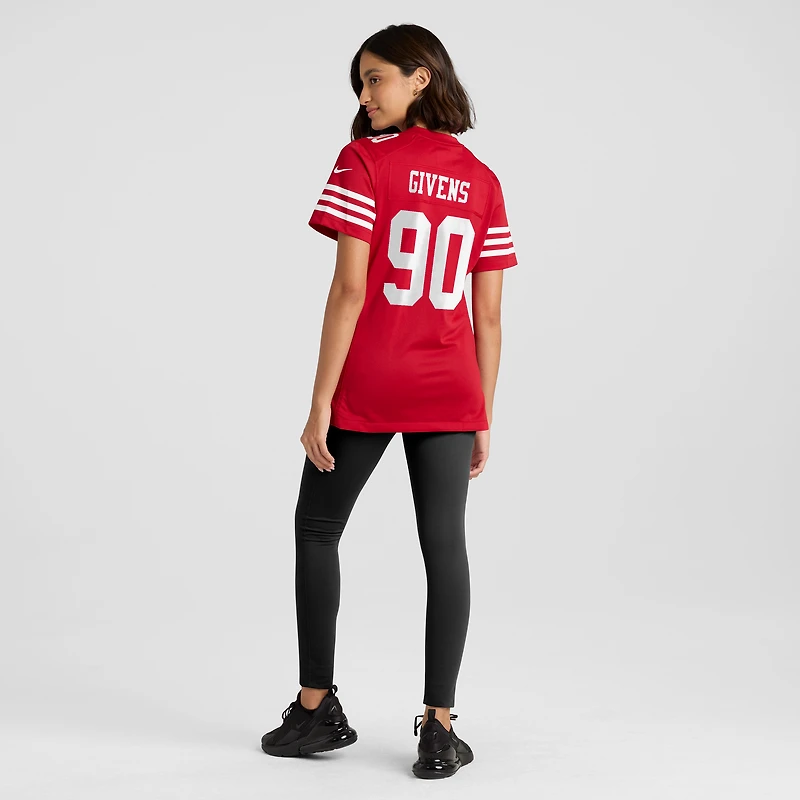 Maillot de match Nike Kevin Givens Scarlet San Francisco 49ers pour femme