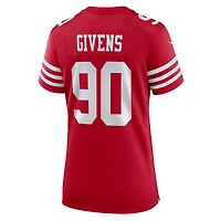 Maillot de match Nike Kevin Givens Scarlet des San Francisco 49ers pour femme