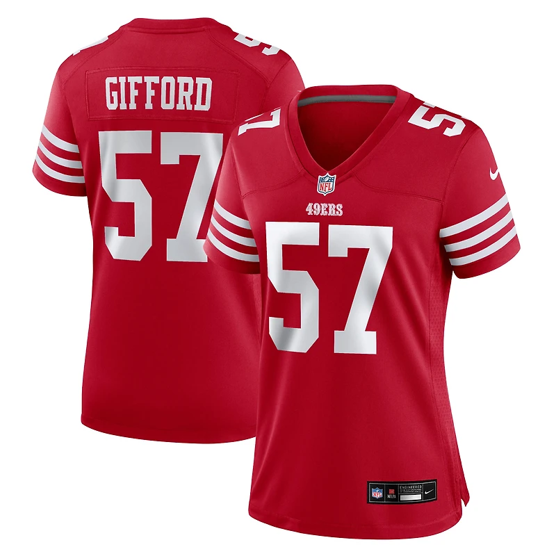 Maillot de match Nike Luke Gifford Scarlet des San Francisco 49ers pour femme