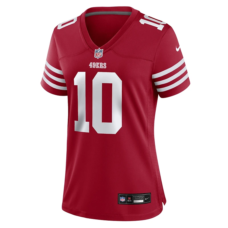 Maillot Nike Mac Jones Scarlet pour femme des San Francisco 49ers